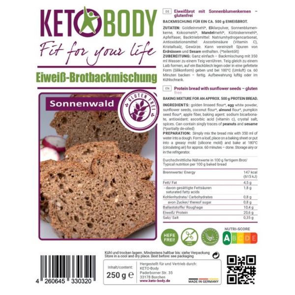 KETO-Body Eiweibrot Backmischung 250g Sonnenwald